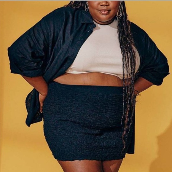 Future Collective Black Crinkle Mini Skirt - Picture 1 of 5